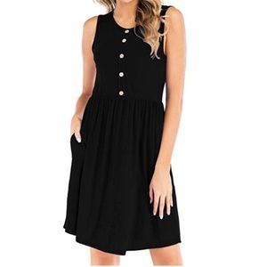 Women's Summer Sleeveless Midi Dress with Pockets